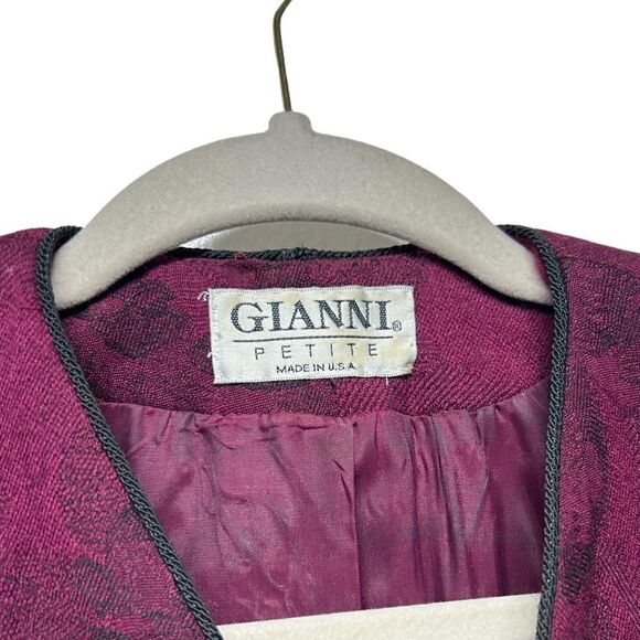 Vintage GIANNI Petite Wool Blend Floral Purple Blazer Mini Skirt Suit Set Flower - Picture 5 of 16